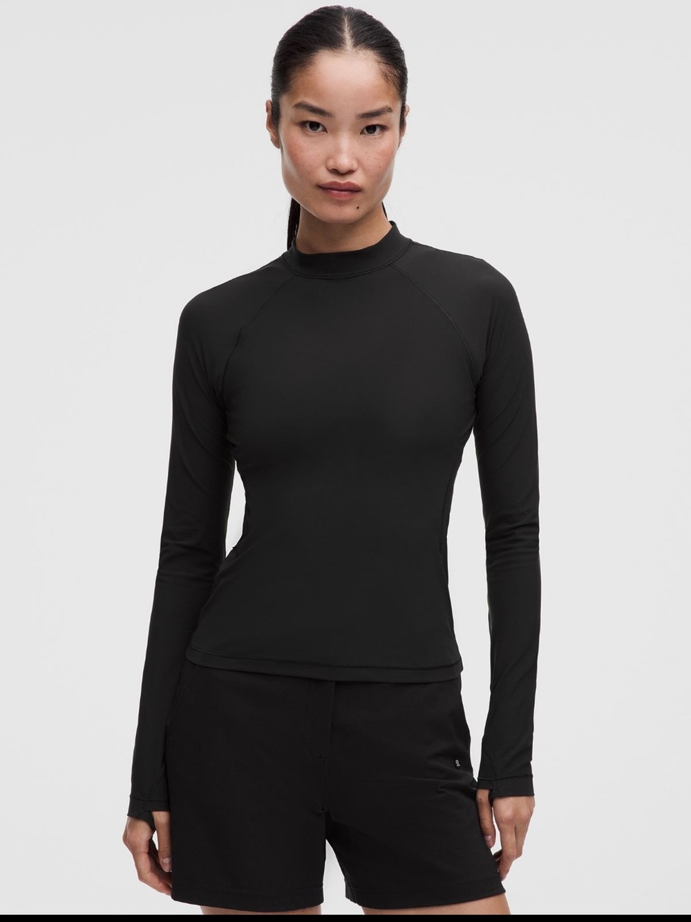 lululemon athletica Women’s Black Mock Turtleneck Running Top